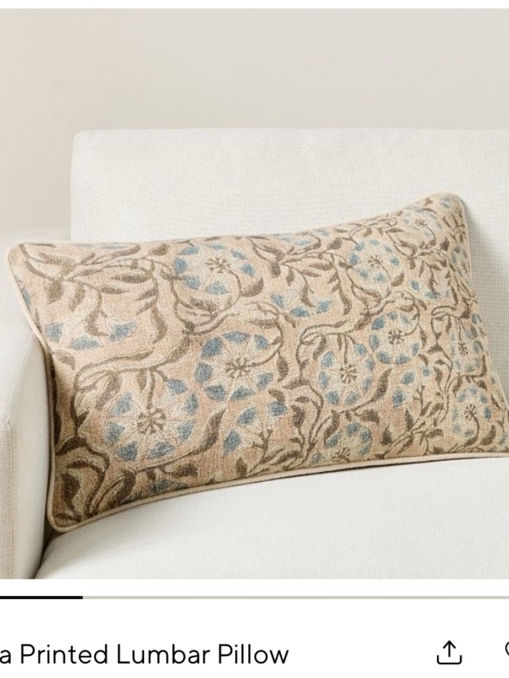 Pottery Barn Ella Printed Lumbar Pillow (cover), 16x26